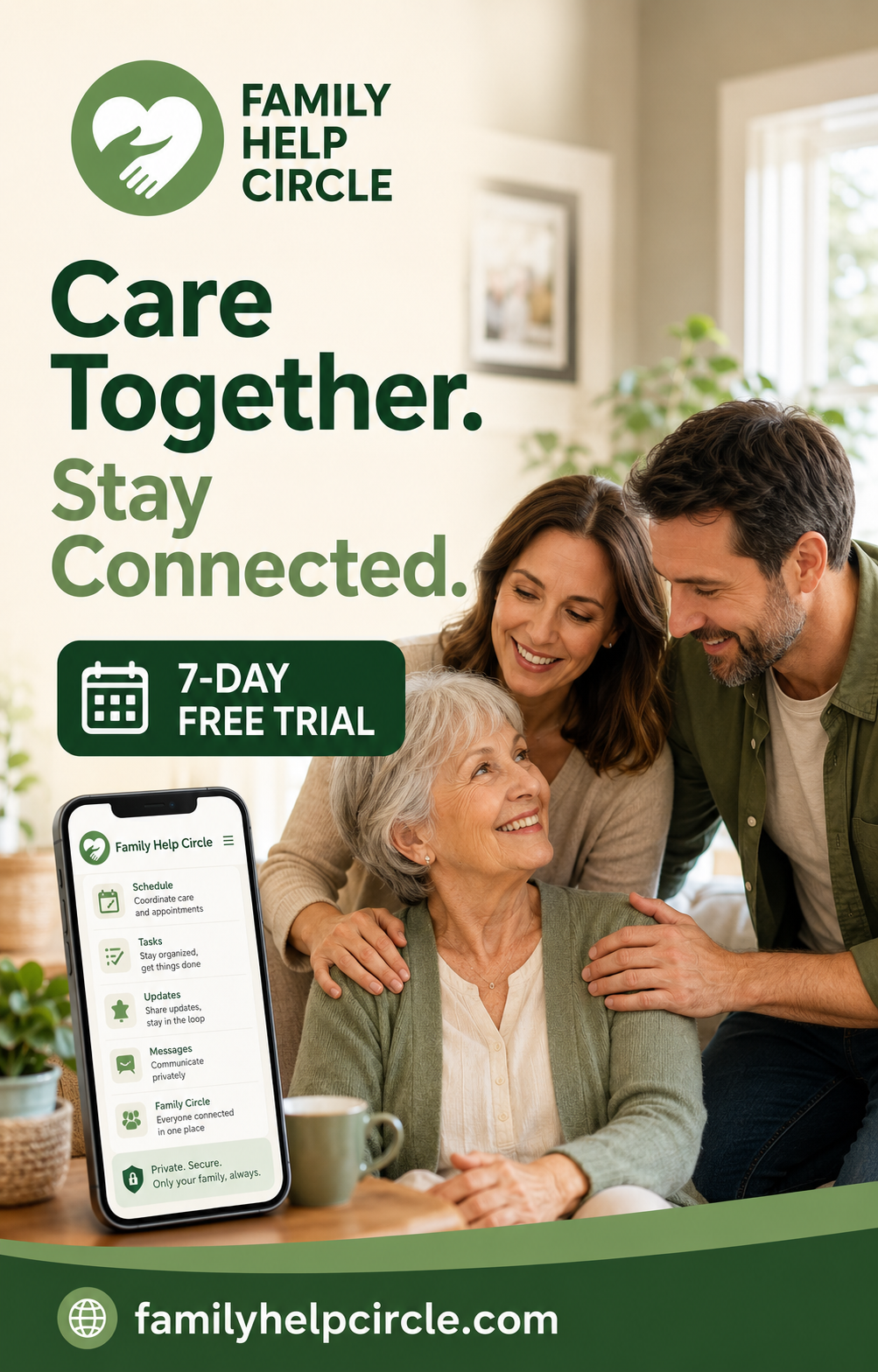 Family Help Circle — Care together. Stay connected. Start your 7-day free trial.